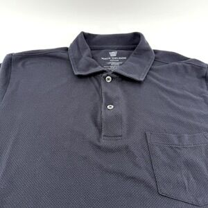 Mack Weldon Men's M Daily Wear Short Sleeve‎ Mesh Polo Shirt Dark Blue logo
